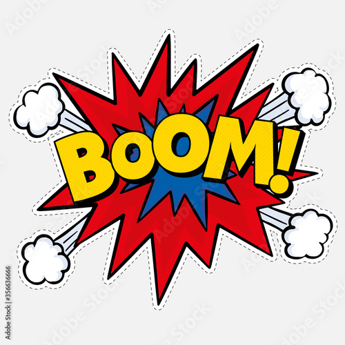 Boom, speech bubble Pop art comic book text