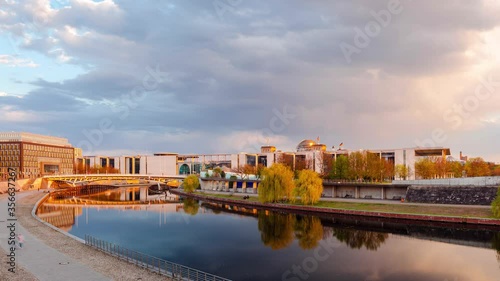 Wallpaper Mural Day to Night Time Lapse of Berlin cityscape with spree river, Berlin, Germany Torontodigital.ca