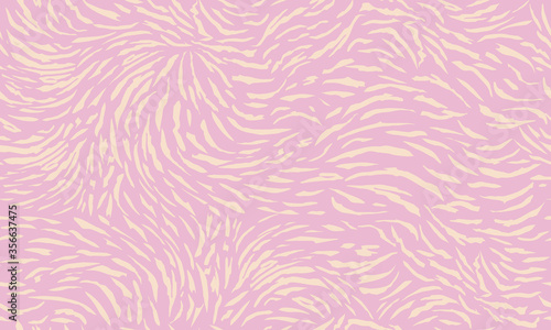 
Striped print. Pink and pale yellow. Imitation of animal skin. Exotic pattern. Seamless vector illustration for wallpaper, textile, fabric, packaging.
