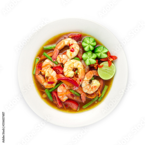 Shrimps boiled Spicy Salad in pickled fish sauce