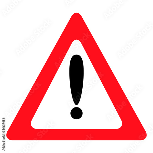 warning sign with exclamation point, be careful