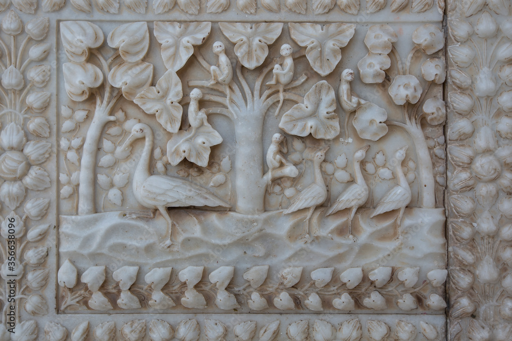 Marble carved wall in the Karni mata Temple (rat temple) in Rajasthan, Deshnok village. Marble carved wall in the Karni mata Temple (rat temple) in Rajasthan, Deshnok village.