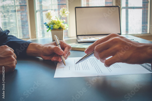 Signing a business contract, businessman agree to make deal signing business contract concept, agreement was signed business.