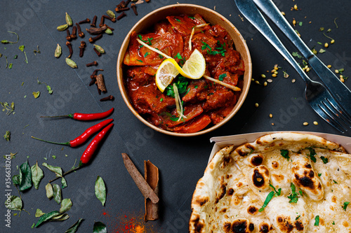 Canvas Print Indian food and spicy spices, stylish photos for the menu