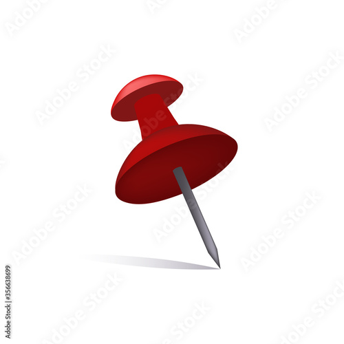 Deep red pushpin illustration. Red, needle, steel. Office stationery concept. illustration can be used for topics like creativity, office job, stationery