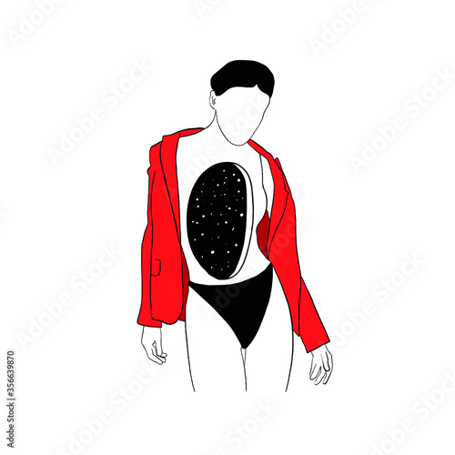 Surreal woman with space inside. 