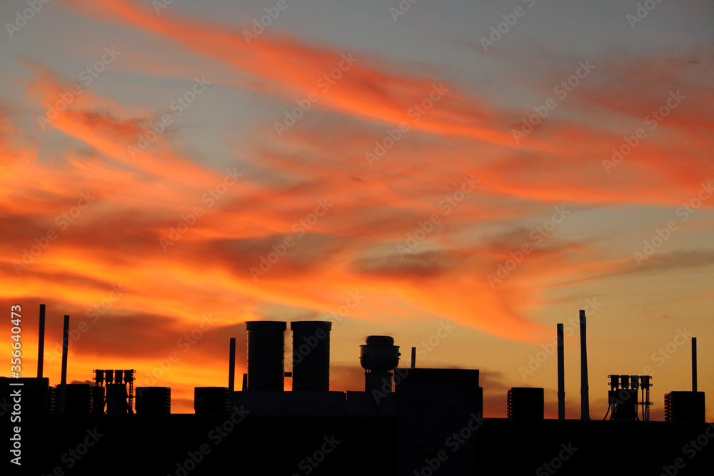 Rooftop summer suburban sunset, June 2020 Rooftop summer suburban sunset, June 2020