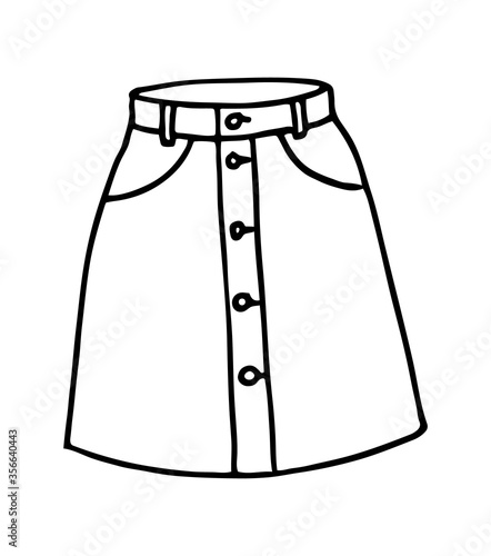 Hand drawn women skirt doodle isolated on white background