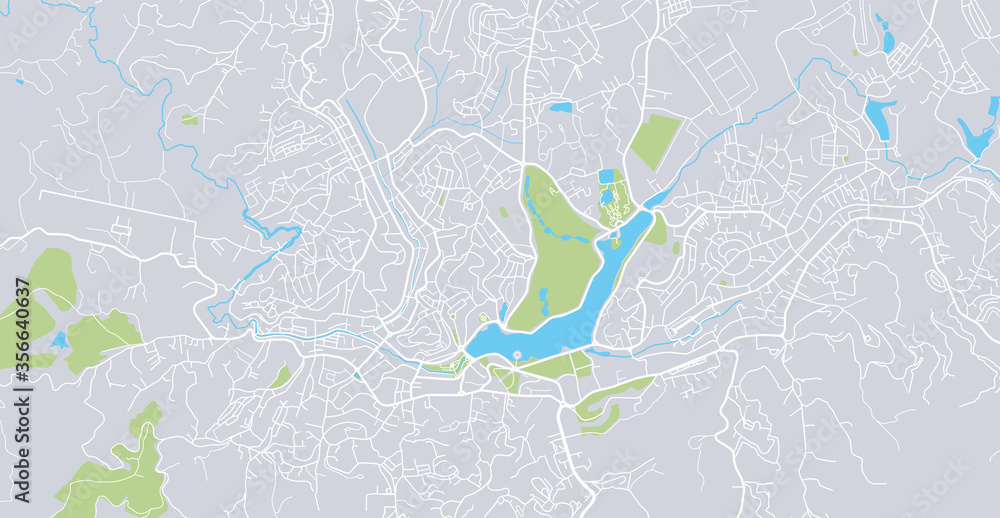 Urban vector city map of Da Lat, Vietnam