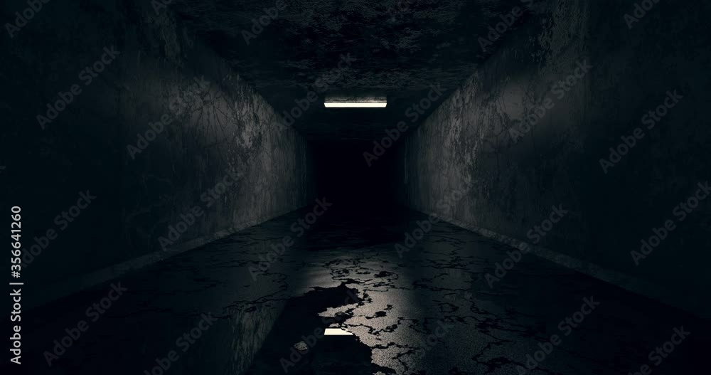 dark scary tunnel black background. underground fear concept