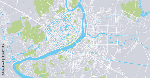 Urban vector city map of Hue, Vietnam