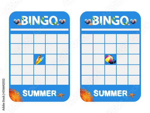 Summer blank decorated bingo cards