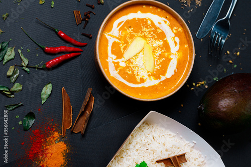 Canvas Print Indian food and spicy spices, stylish photos for the menu