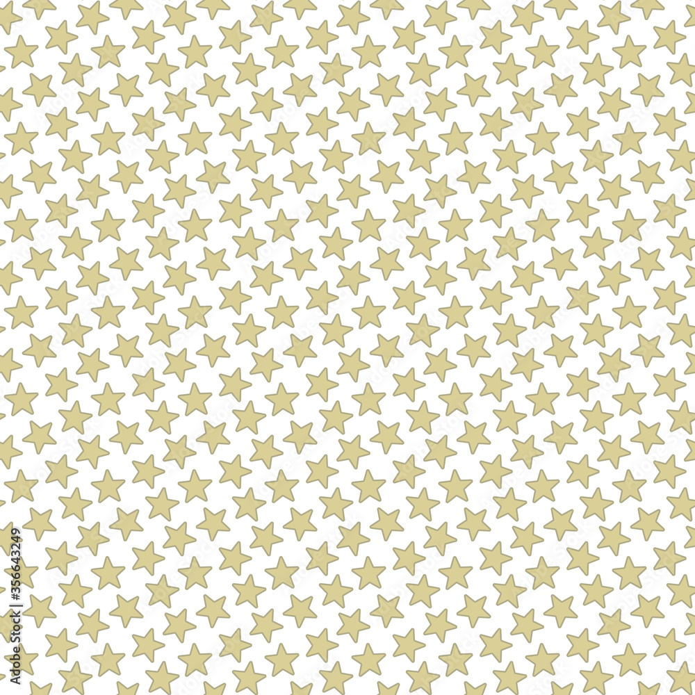 Vector Gold Stars on White Seamless Repeat Pattern. Background for textiles, cards, manufacturing, wallpapers, print, gift wrap and scrapbooking.