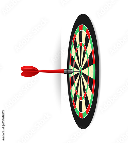 Dartboard illustration - dart game target with accurate shot - isolated vector object