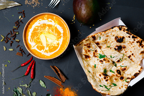Canvas Print Indian food and spicy spices, stylish photos for the menu