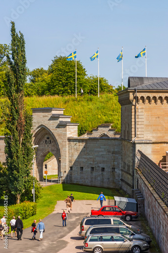 People on their way to Karlsborg's fortress in Sweden