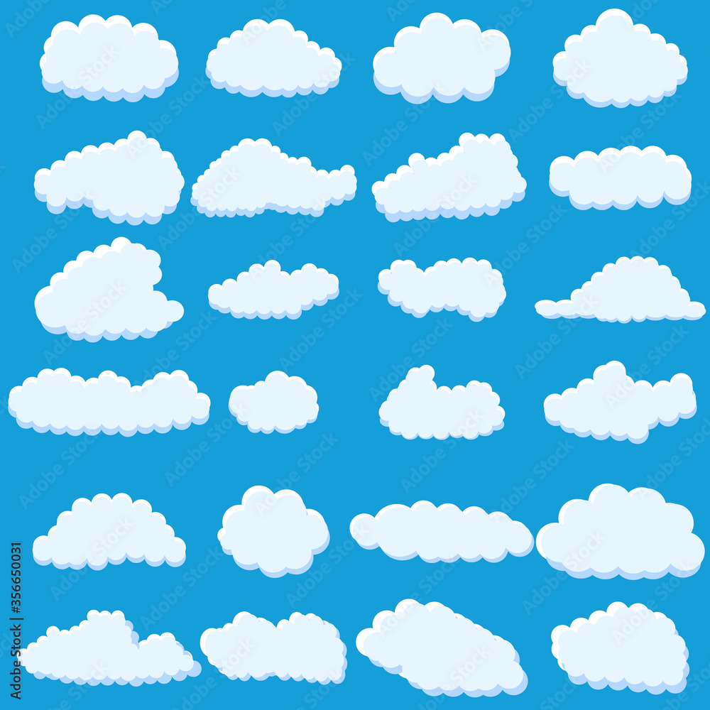 vector, isolated, set of cloud on a blue background vector, isolated, set of cloud on a blue background