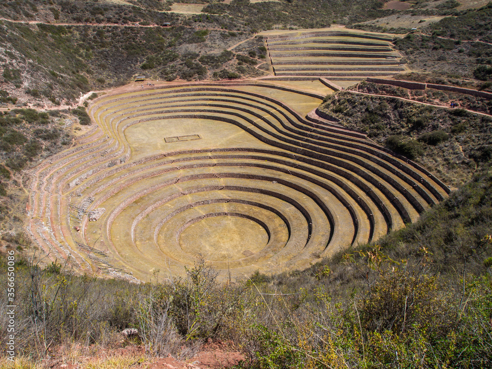 Agricultural terraces of Moray in the Sacred Valley in Peru near Cusco Agricultural terraces of Moray in the Sacred Valley in Peru near Cusco