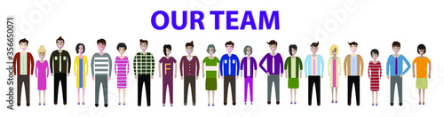 Multiethnic group of working people standing together on white background, diversity and multiculturalism. Set of full body diverse business people. Working man and woman