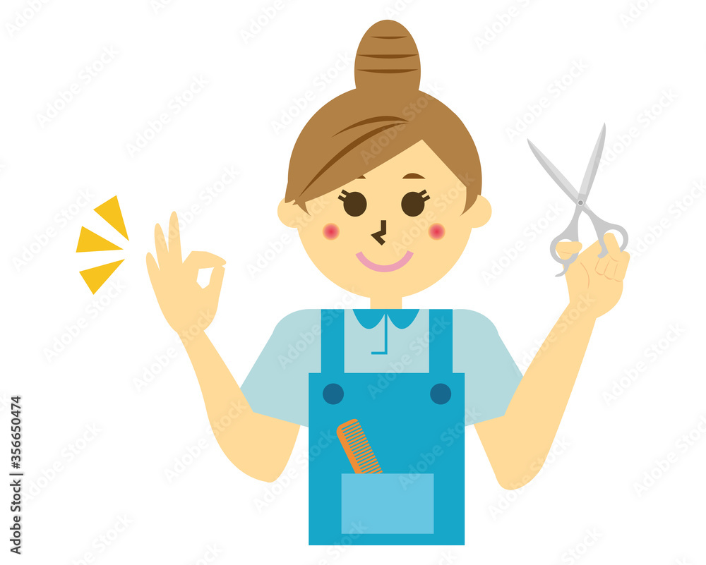 美容師が手にハサミを持っているイラスト Stock Vector Adobe Stock