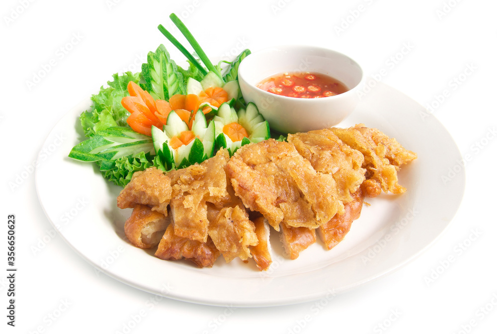 Hainanese crispy fried chicken without rice with soya Hainanese crispy fried chicken without rice with soya