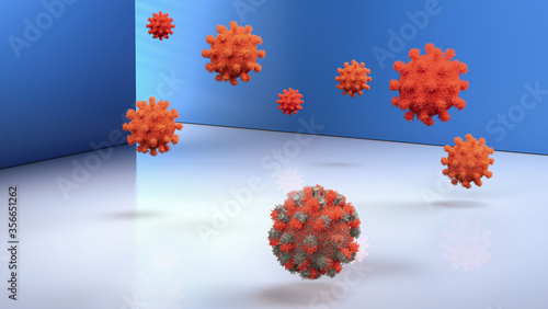 Photos 3D Illustration of Virus invading a abstract area