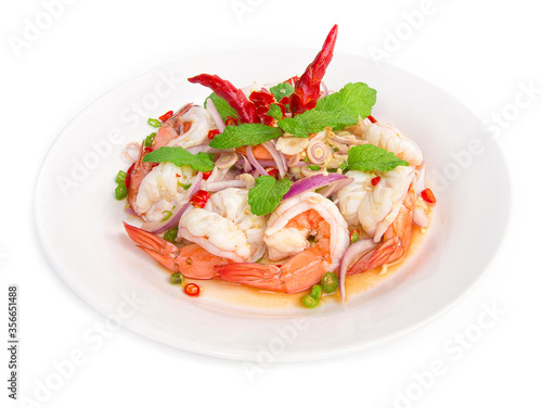 Shrimp salad with lemon grass and leaf mint spicy tasty