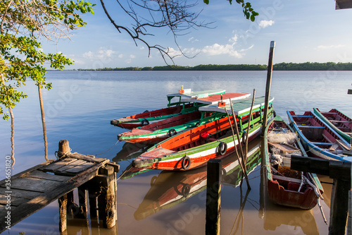 Fotografie Traditional boats on the Suriname river