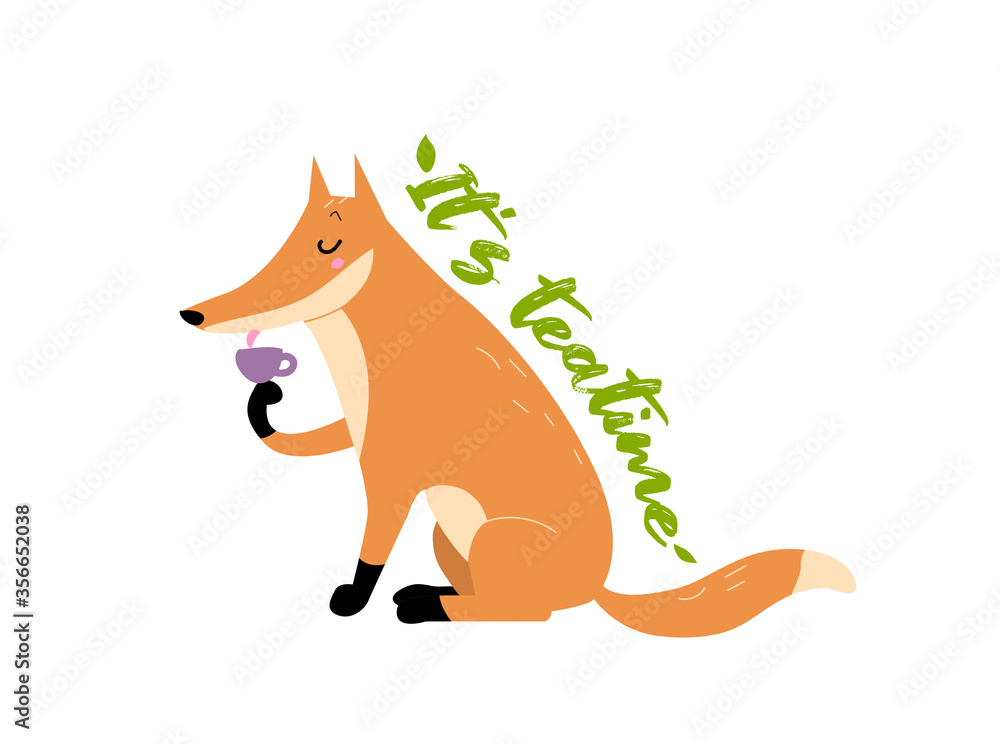 Cute, fox, foxy, vector, character, laptop, notebook, computer, animal, cartoon, funny, adorable, wild, wildlife, order, e-market, drawing, concept, order, nature, graphic, orange, wild, wildlife