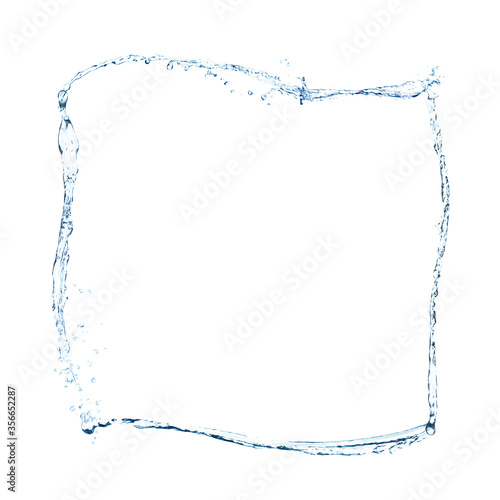 Frame made of water splashes on white background, space for text