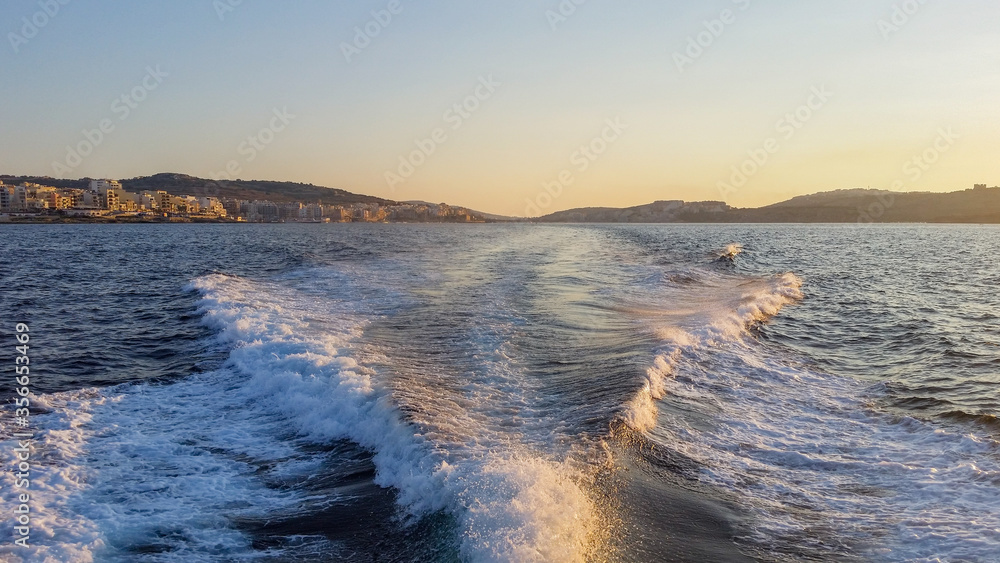 Yacht ride on the Mediterranean sea on the Maltese shore