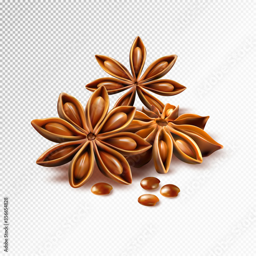 Anise stars isolated on transparent background.
