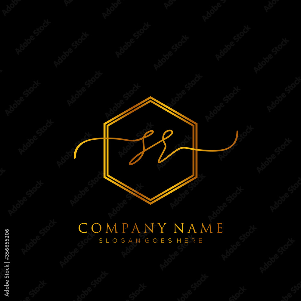Initial letter SR Signature handwriting Logo Template Vector Stock ...