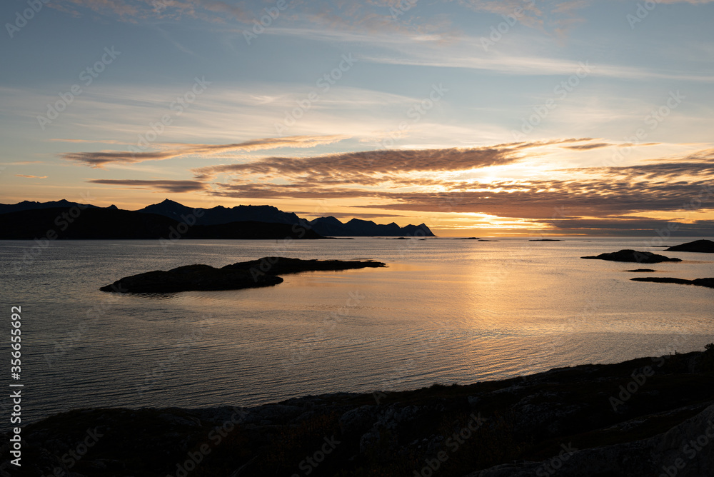 Sunset over the Northern part of Norway, Sommarøy.