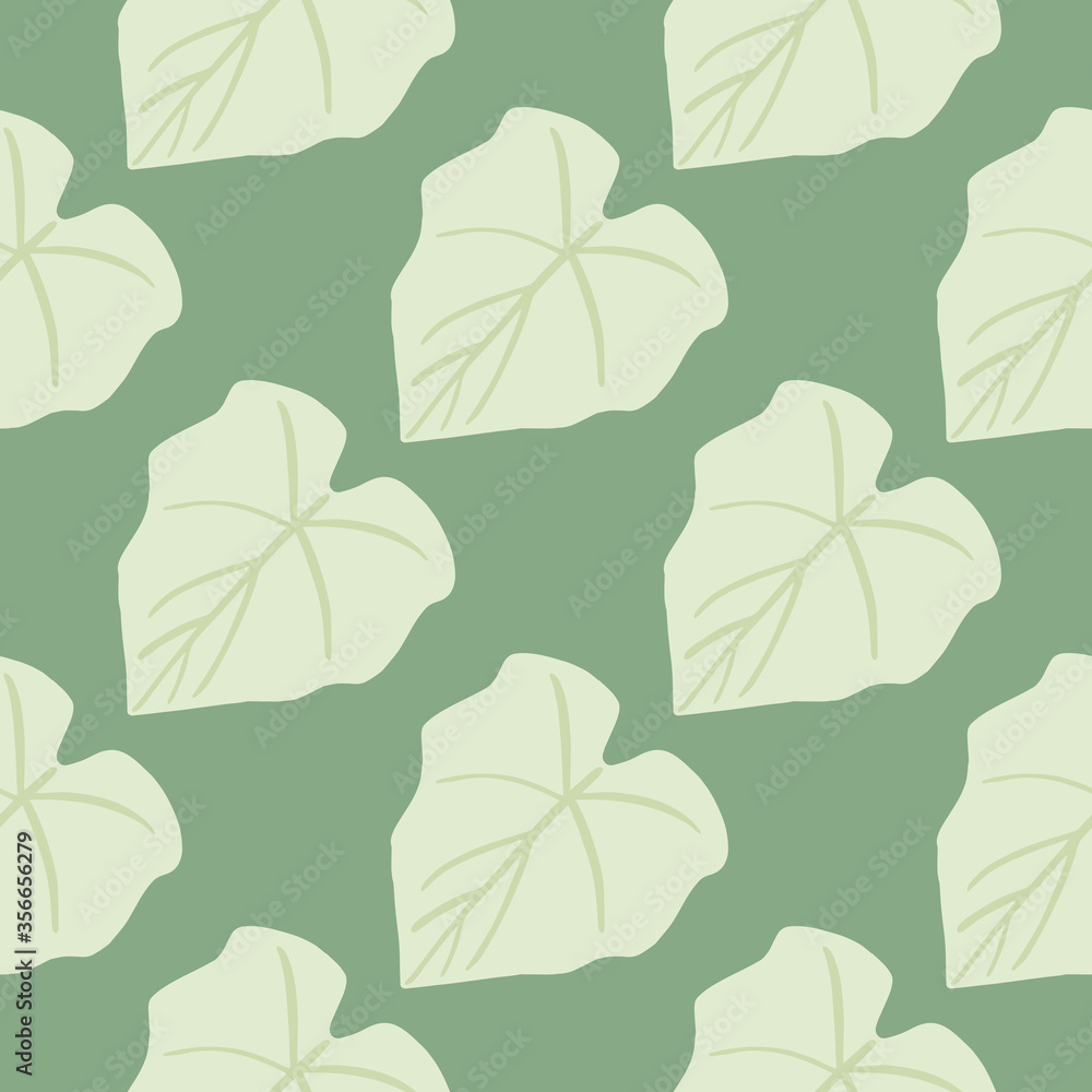 Simple green leaves seamless pattern on light background. Foliage wallpaper in flat style Simple green leaves seamless pattern on light background. Foliage wallpaper in flat style