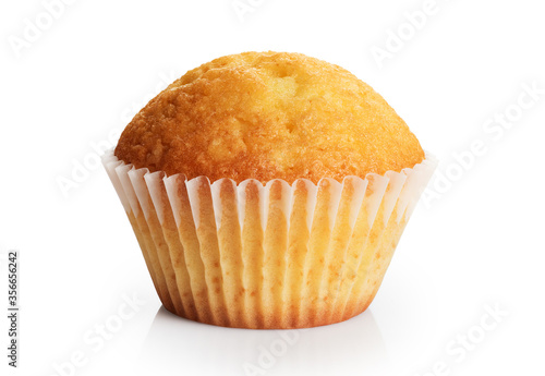 Birthday cupcake isolated on a white background.