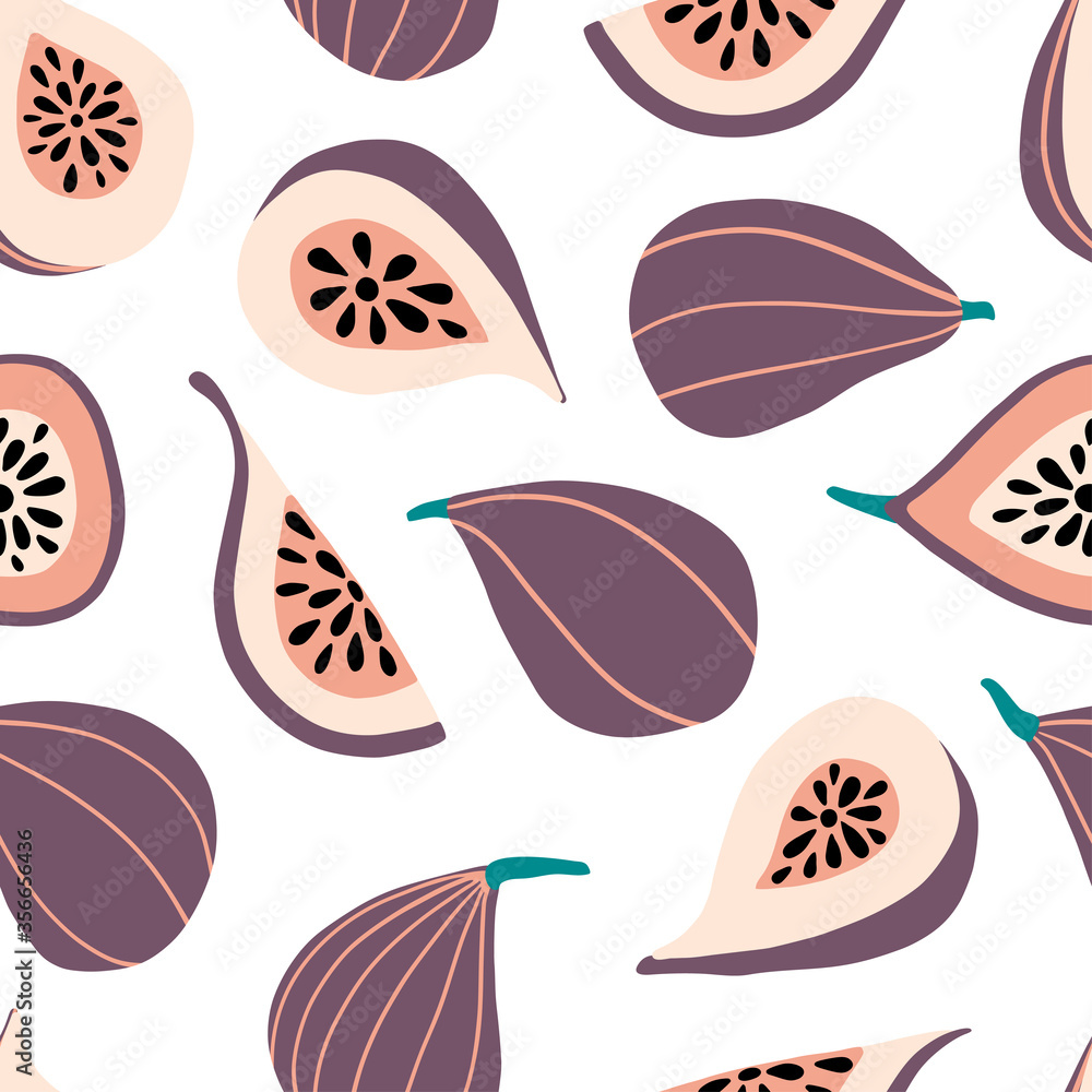 Doodle figs vector seamless pattern