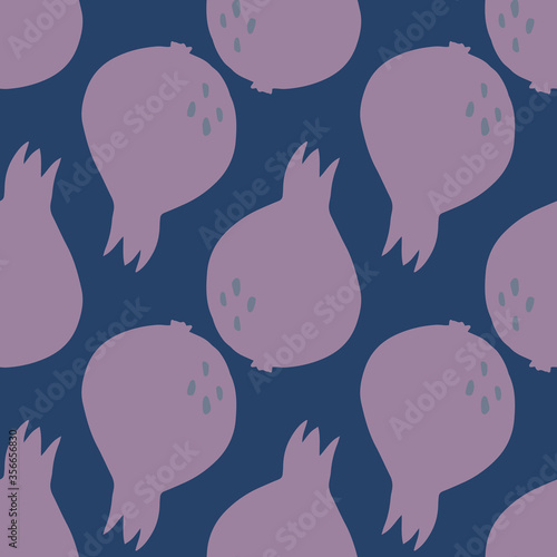 Pomegranate fruit seamless pattern. Garnet fruit wallpaper. Scandinavian style.