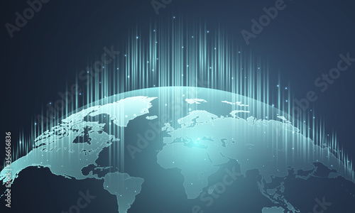 Digitalization planet earth, vector art illustration.