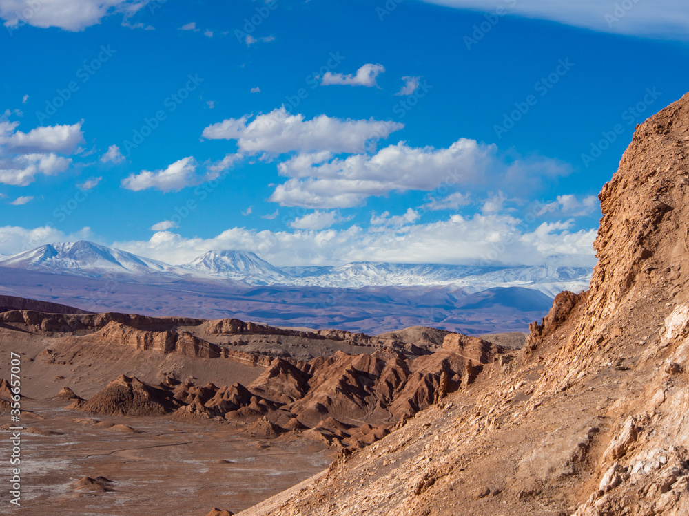Mars like landscape at the valley of the Moon (Valle de la Luna) in Chile, South America near the andes mountains