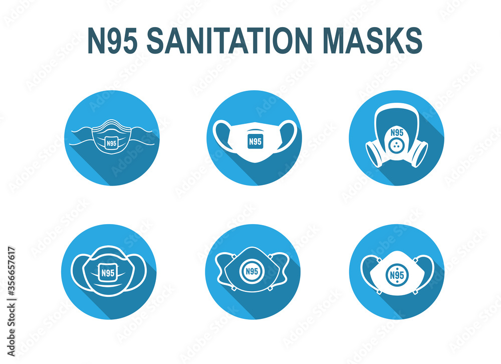 N95 facemask ppe face mask icon set - respiratory face masks N95 facemask ppe face mask icon set - respiratory face masks