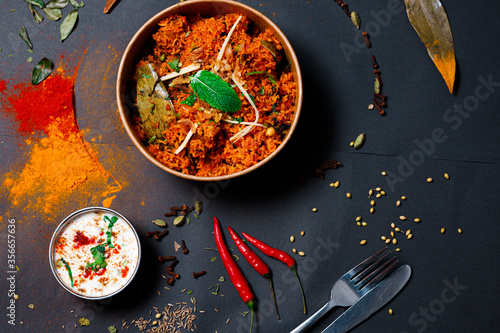 Canvas Print Indian food and spicy spices, stylish photos for the menu
