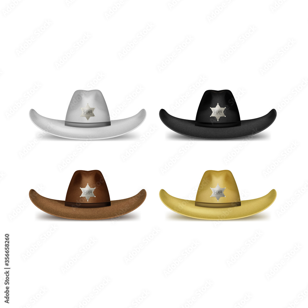 Realistic 3d Detailed Brown Sheriff Hat. Vector Realistic 3d Detailed Brown Sheriff Hat. Vector