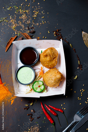 Canvas Print Indian food and spicy spices, stylish photos for the menu