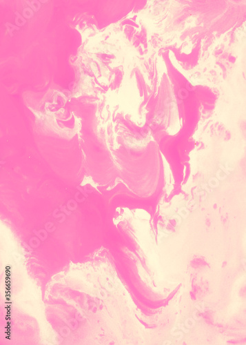 Blur Marble Banner. Alcohol Ink Art. Pink  Coral 