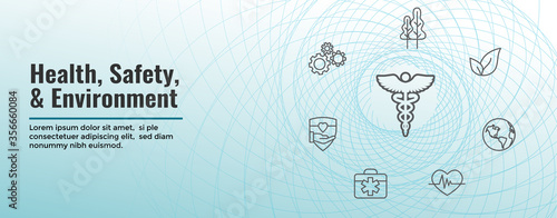 Health Safety and Environment Icon Set & Web Header Banner