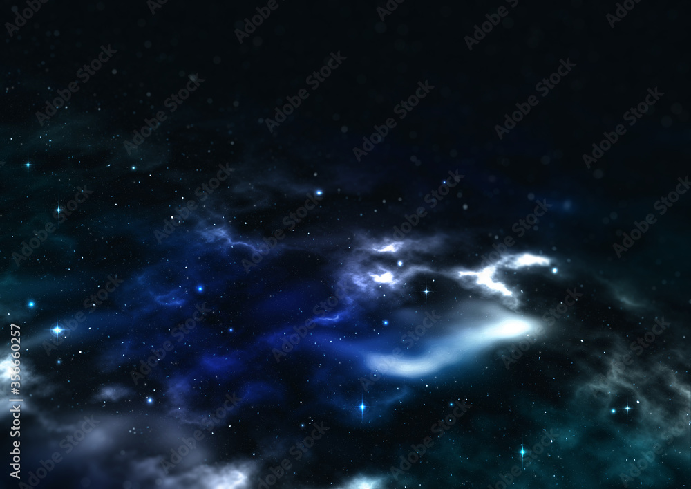 銀河のイメージ　星空と青と白の星雲　03