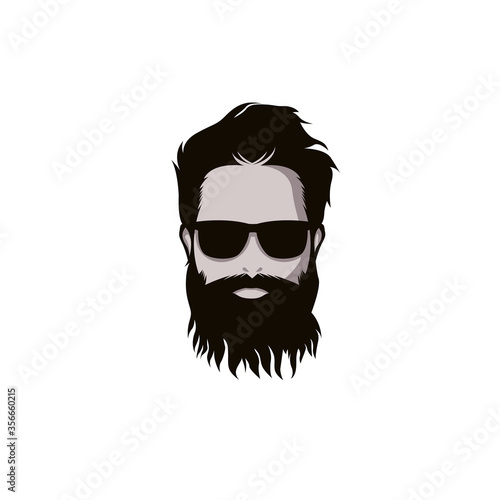 Barbershop Logo with bearded men.vector template