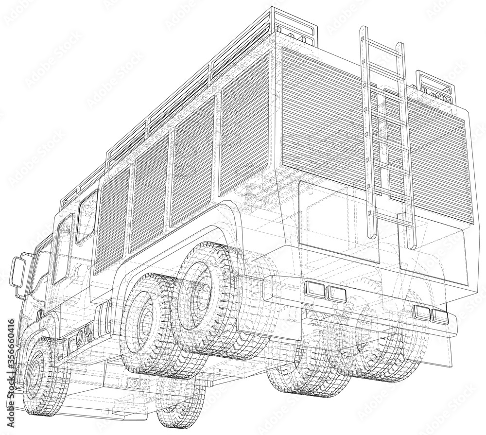 Wire Frame Fire Engine Wire-frame Fire truck. Fire Engine Vector Illustration of car. The ...